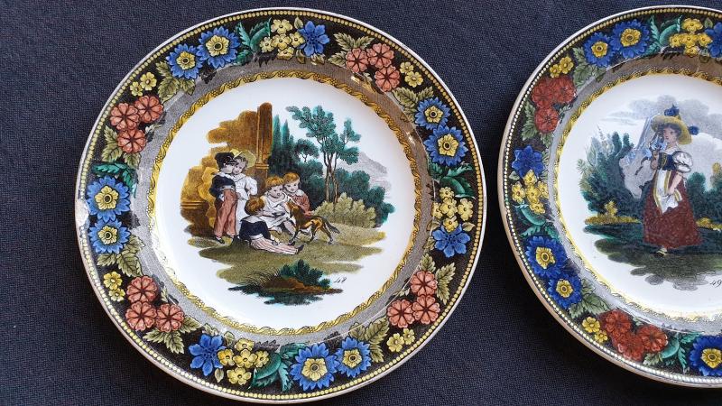 Plates fine polychrome earthenware from the Creil factory