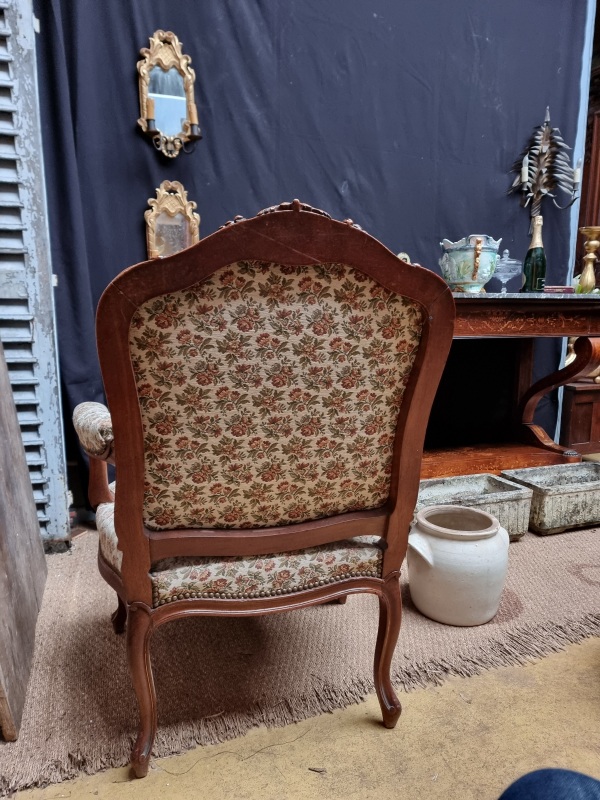 Pair of large Louis XV style armchairs;