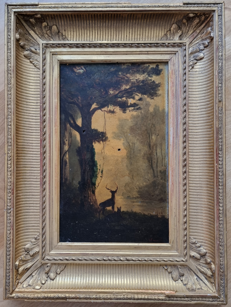 Pair of hunting paintings by Hippolyte Fauvel