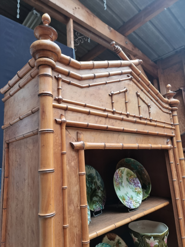 French antique faux bamboo showcase library