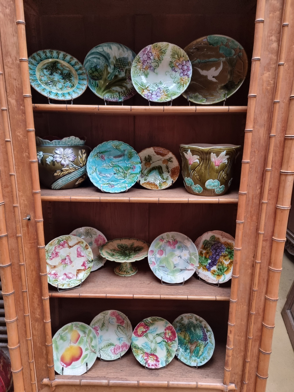 French antique faux bamboo showcase library