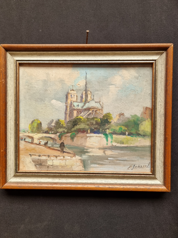the Seine in front of Notre Dame de Paris (oil )