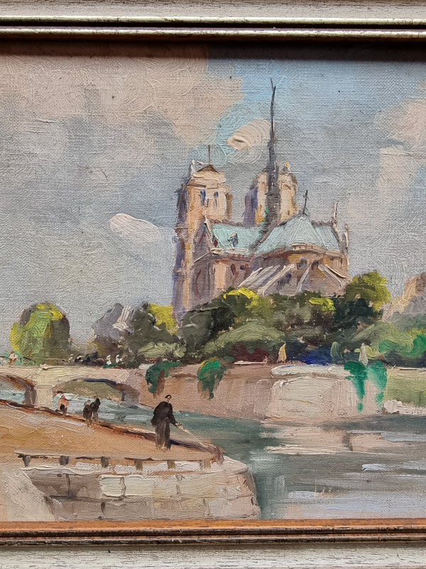 the Seine in front of Notre Dame de Paris (oil )