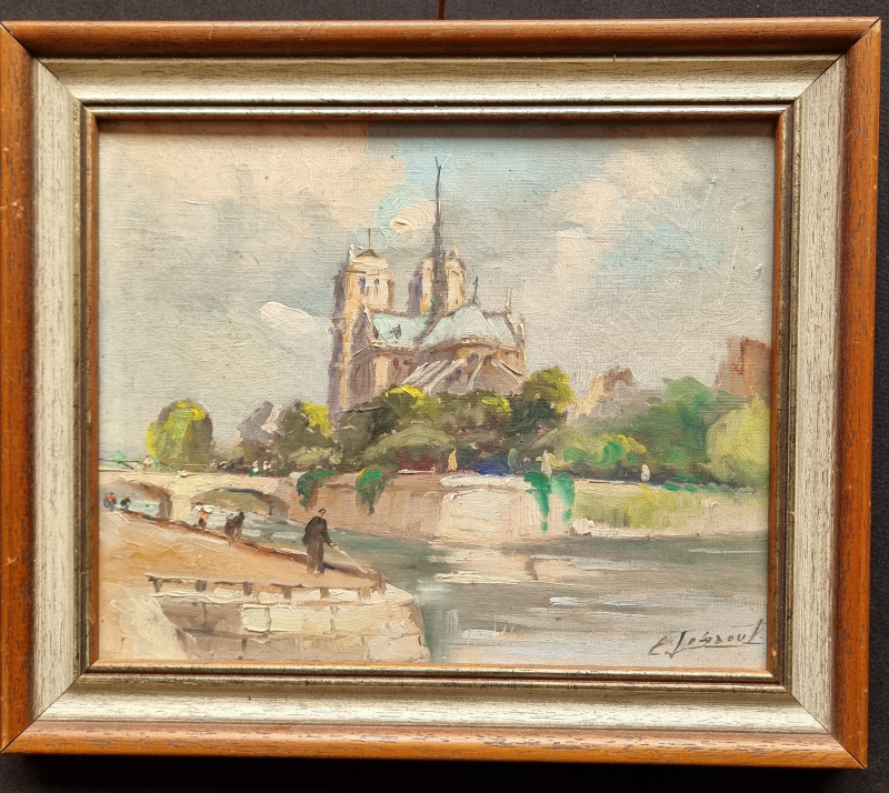 the Seine in front of Notre Dame de Paris (oil )