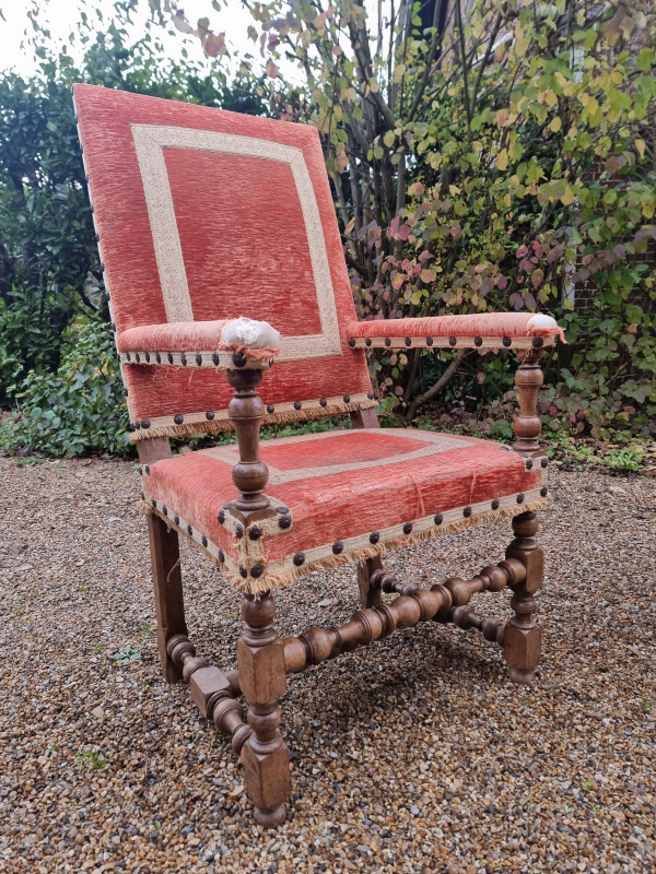 Pair of large oak Louis XIII armchairs