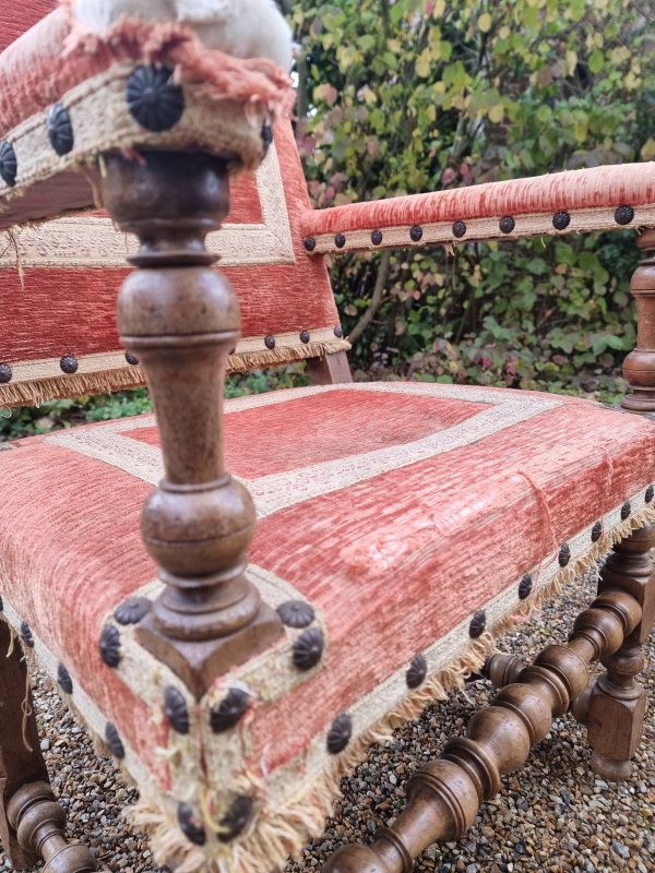 Pair of large oak Louis XIII armchairs