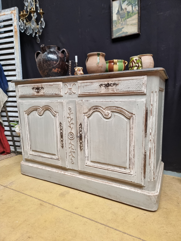 18 C.th French Antique low sideboard painted