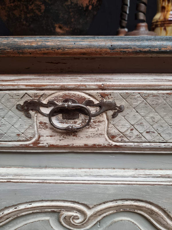 18 C.th French Antique low sideboard painted