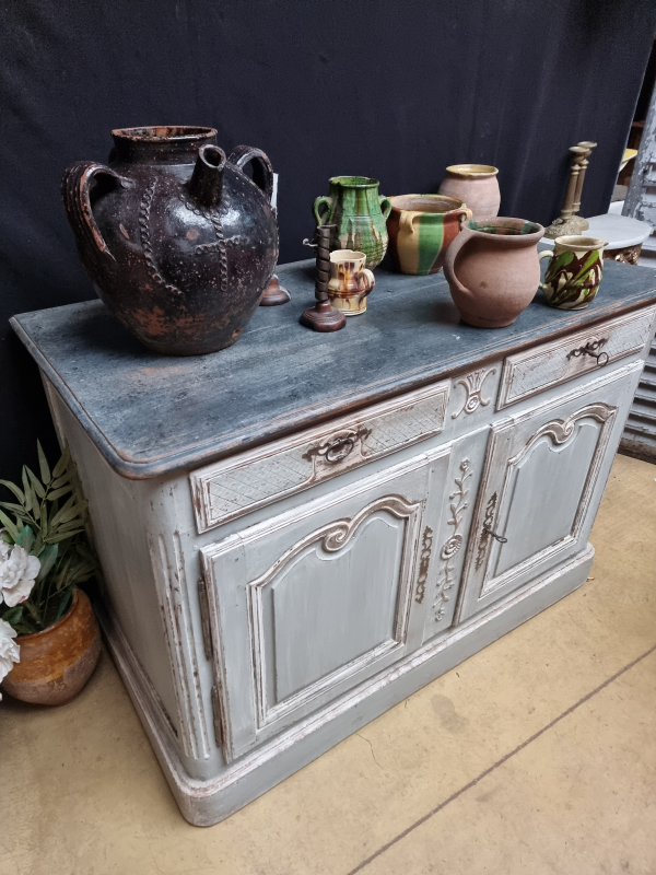 18 C.th French Antique low sideboard painted
