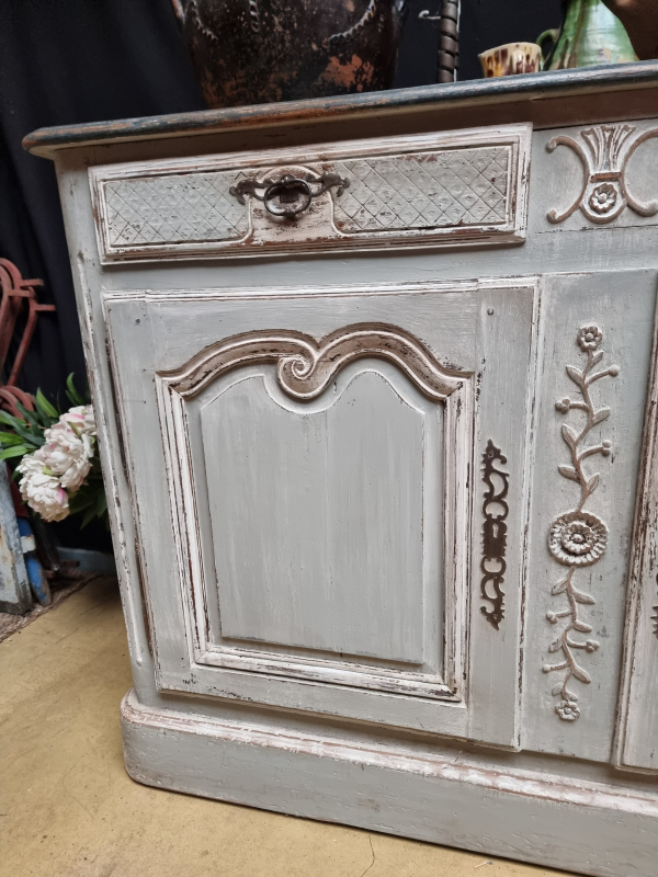18 C.th French Antique low sideboard painted