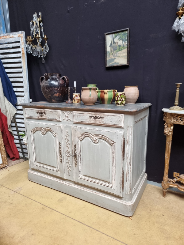 18 C.th French Antique low sideboard painted