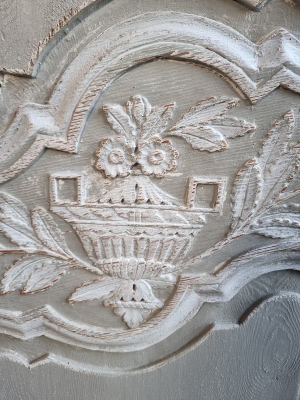 French antique painted marriage armoire