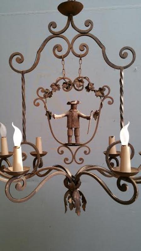 French iron Wine grower's chandelier