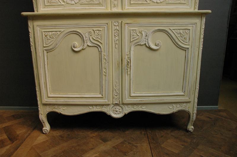 French antique painted marriage buffet deux corps