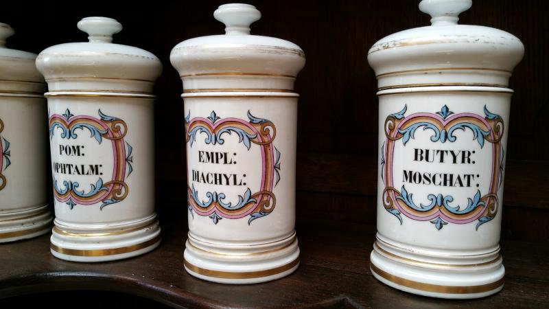 Antique French Set of 26 Paris Porcelain Apothecary Jars