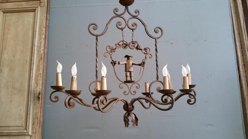 French iron Wine grower's chandelier