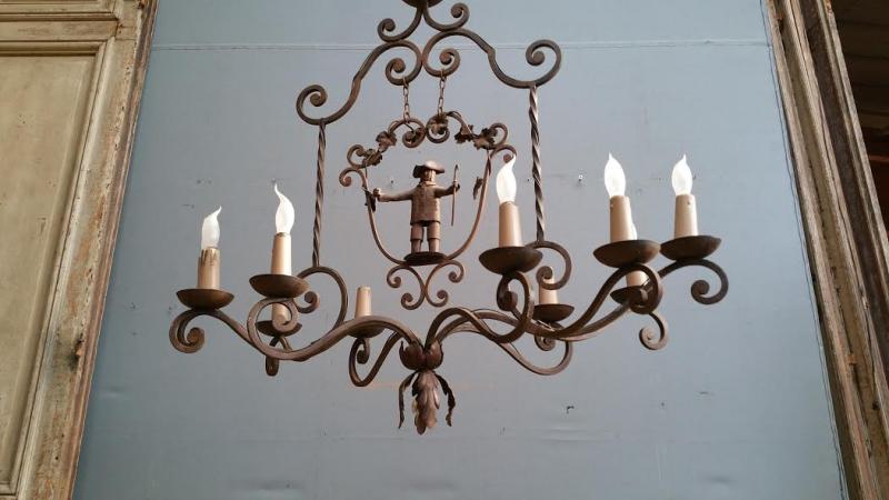French iron Wine grower's chandelier