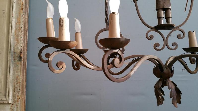 French iron Wine grower's chandelier