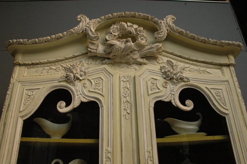 French antique painted marriage buffet deux corps