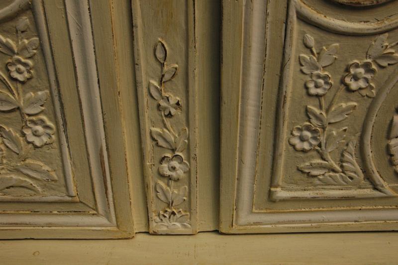 French antique painted marriage buffet deux corps