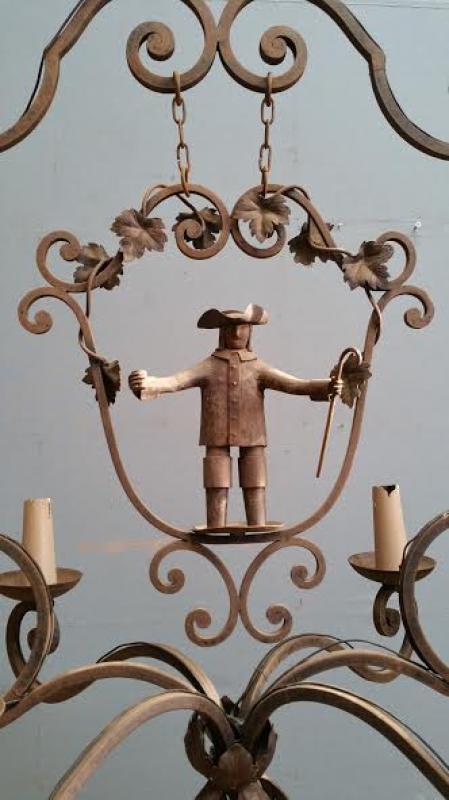 French iron Wine grower's chandelier