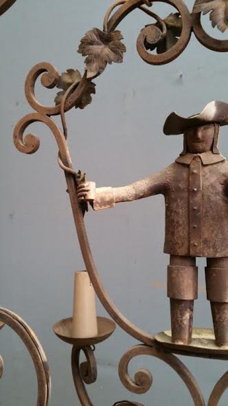 French iron Wine grower's chandelier