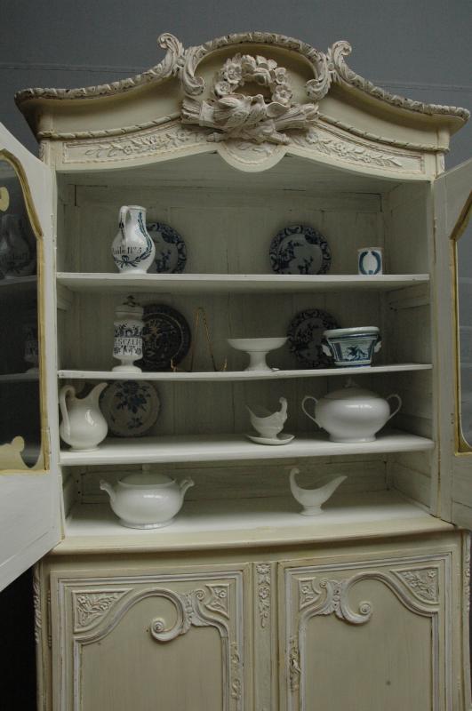 French antique painted marriage buffet deux corps