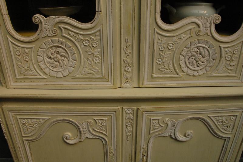 French antique painted marriage buffet deux corps