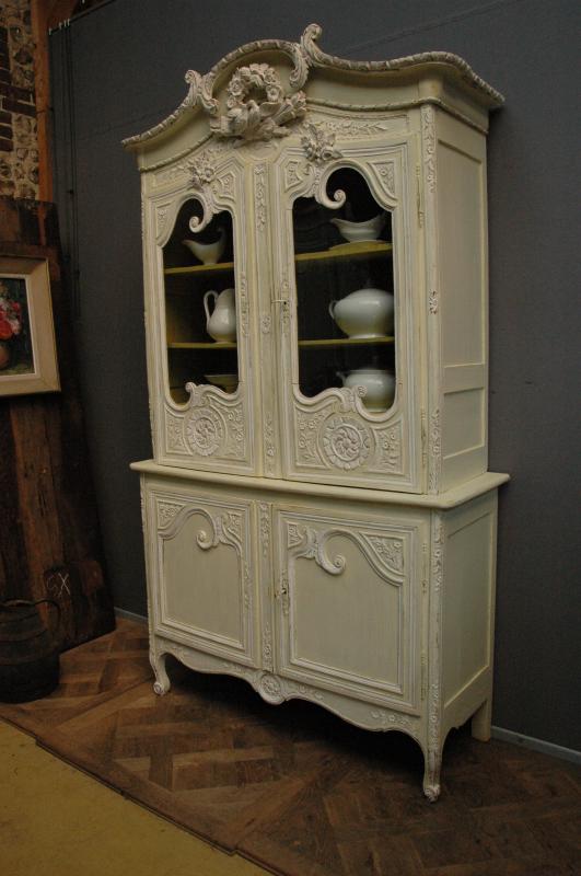 French antique painted marriage buffet deux corps